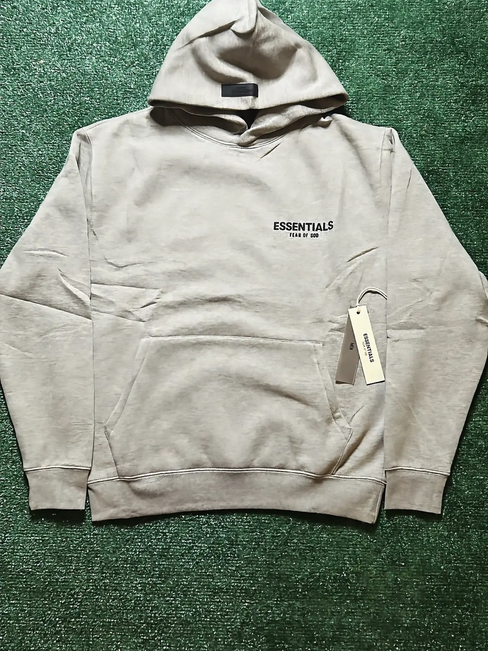 Essentials Men’s Hoodie in Light Beige with Chest Logo